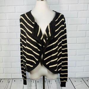 10/$25🦋 Hollister Brown/Cream Stripe Flyaway Cardigan - Small